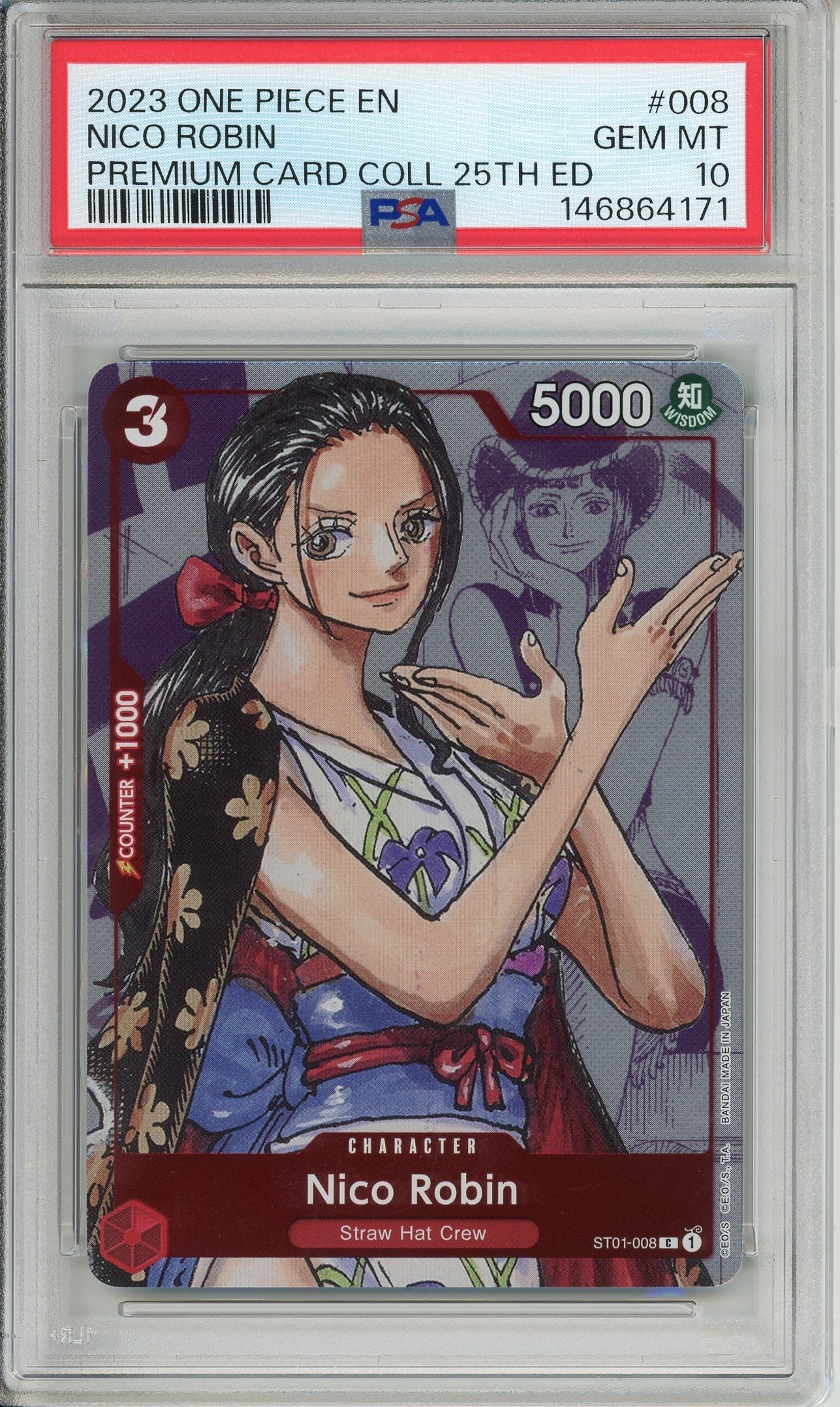 One Piece Graded: Nico Robin ST01-008 Premium Card Collection 25th Edition (2023) PSA 10