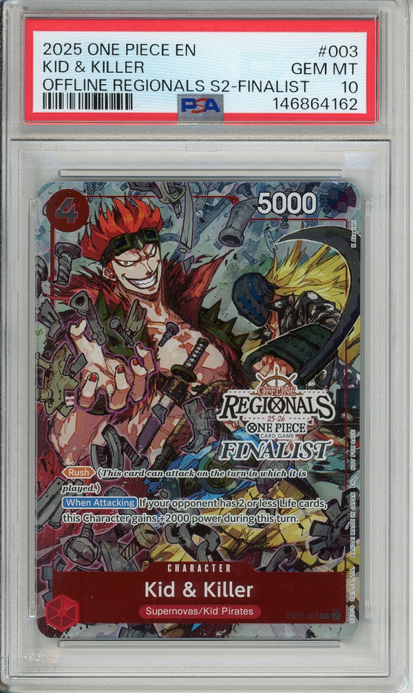 One Piece Graded: Kid & Killer EB01-003 Offline Regionals S2-Finalist PSA 10