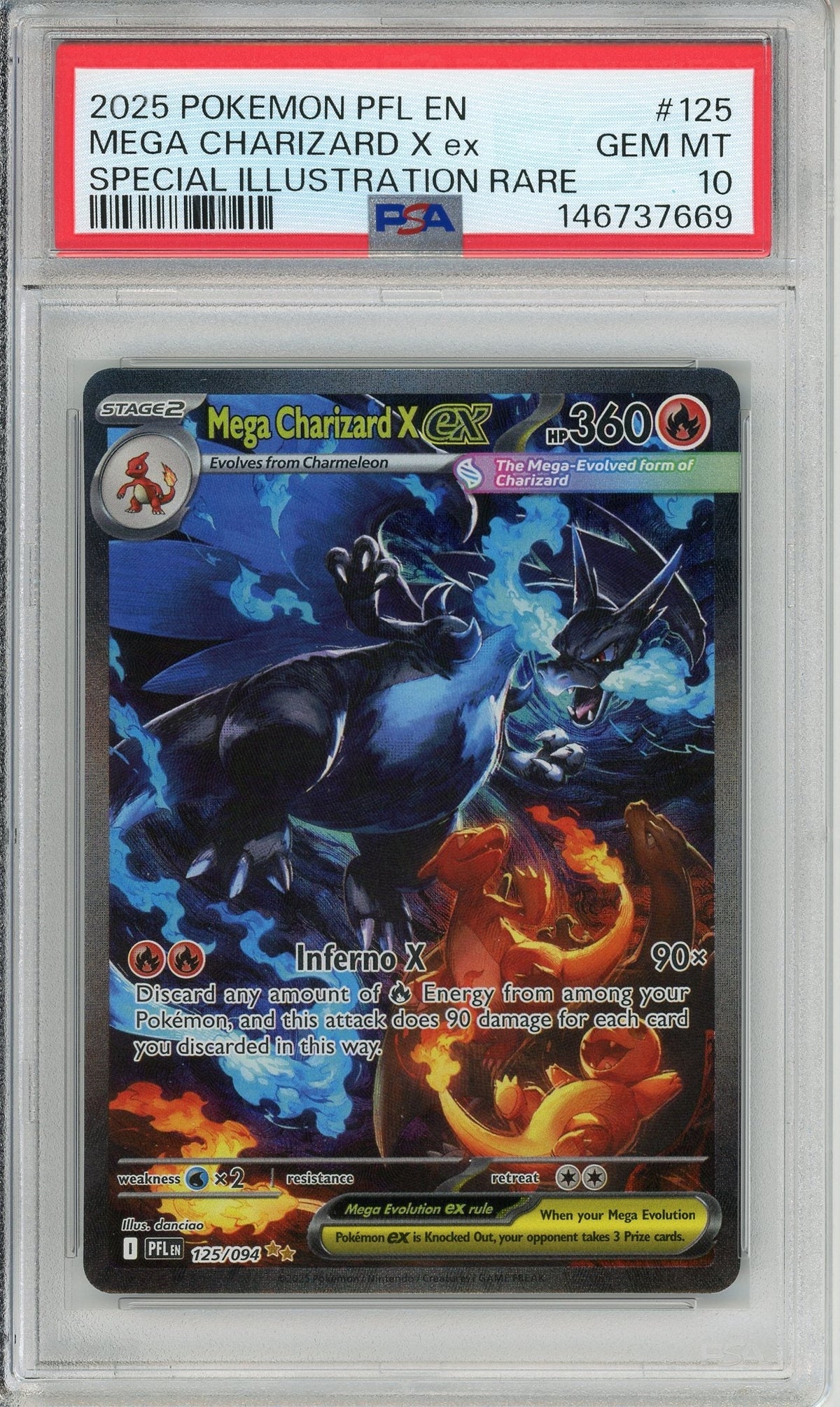 Pokemon Graded: Mega Charizard X ex 125/94 Phantasmal Flames (2025) SIR PSA 10
