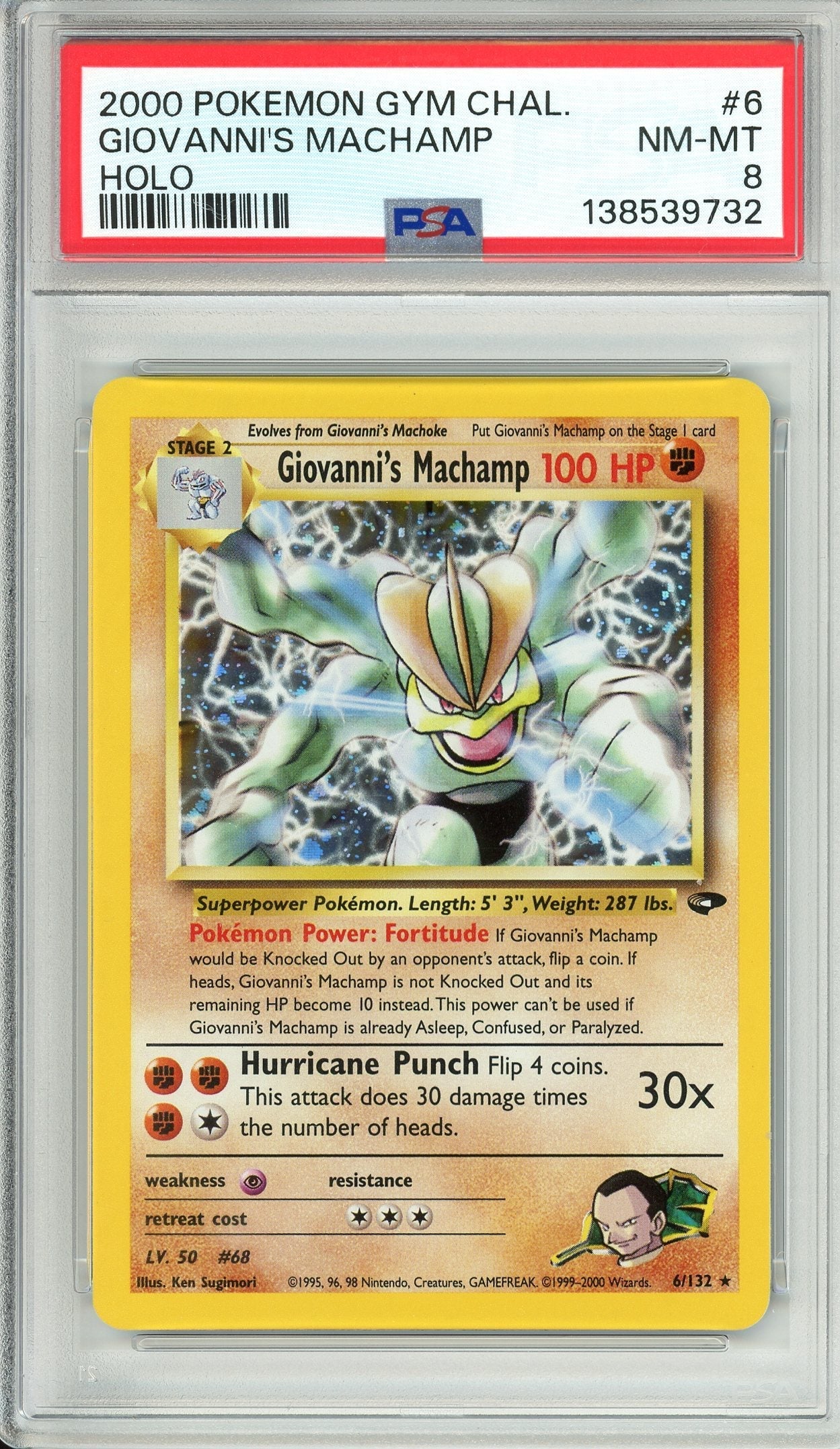 Pokemon Graded: Giovanni's Machamp 6/32 Gym Challenge (2000) Holo PSA 8