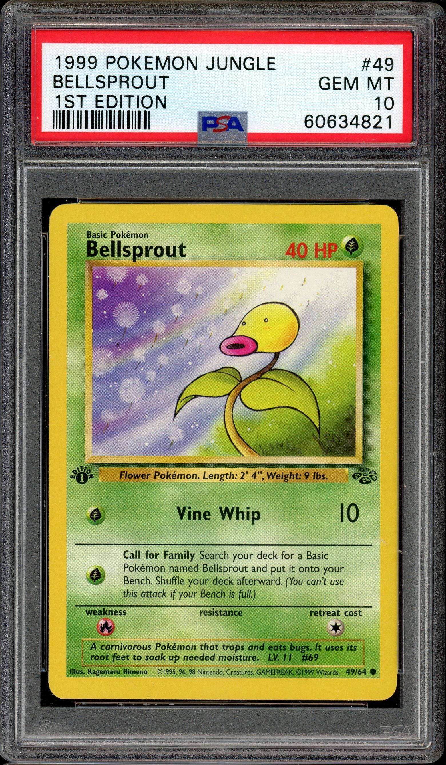 PSA 10 BELLSPROUT 1ST EDITION JUNGLE 1999