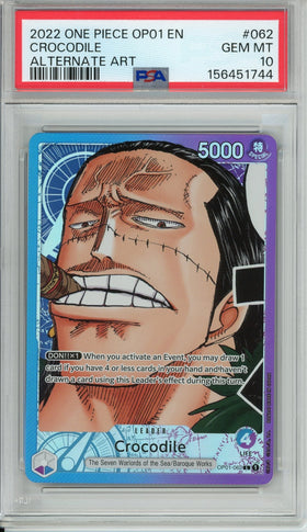 One Piece Graded: Crocodile OP01-062 Romance Dawn Alternate Art PSA 10
