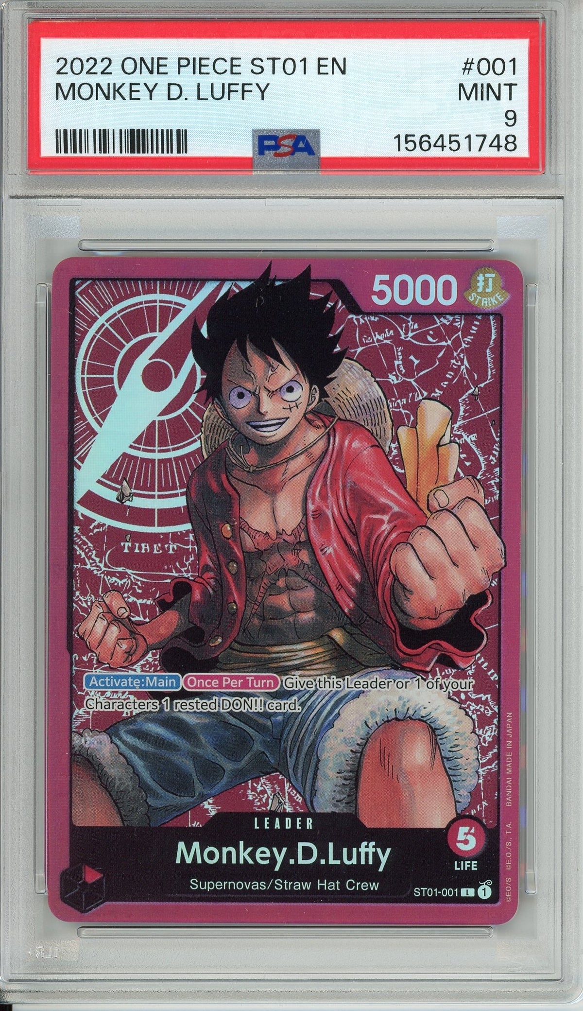 One Piece Graded: Monkey D. Luffy ST01-001 Starter Deck: Straw Hat Crew PSA 9