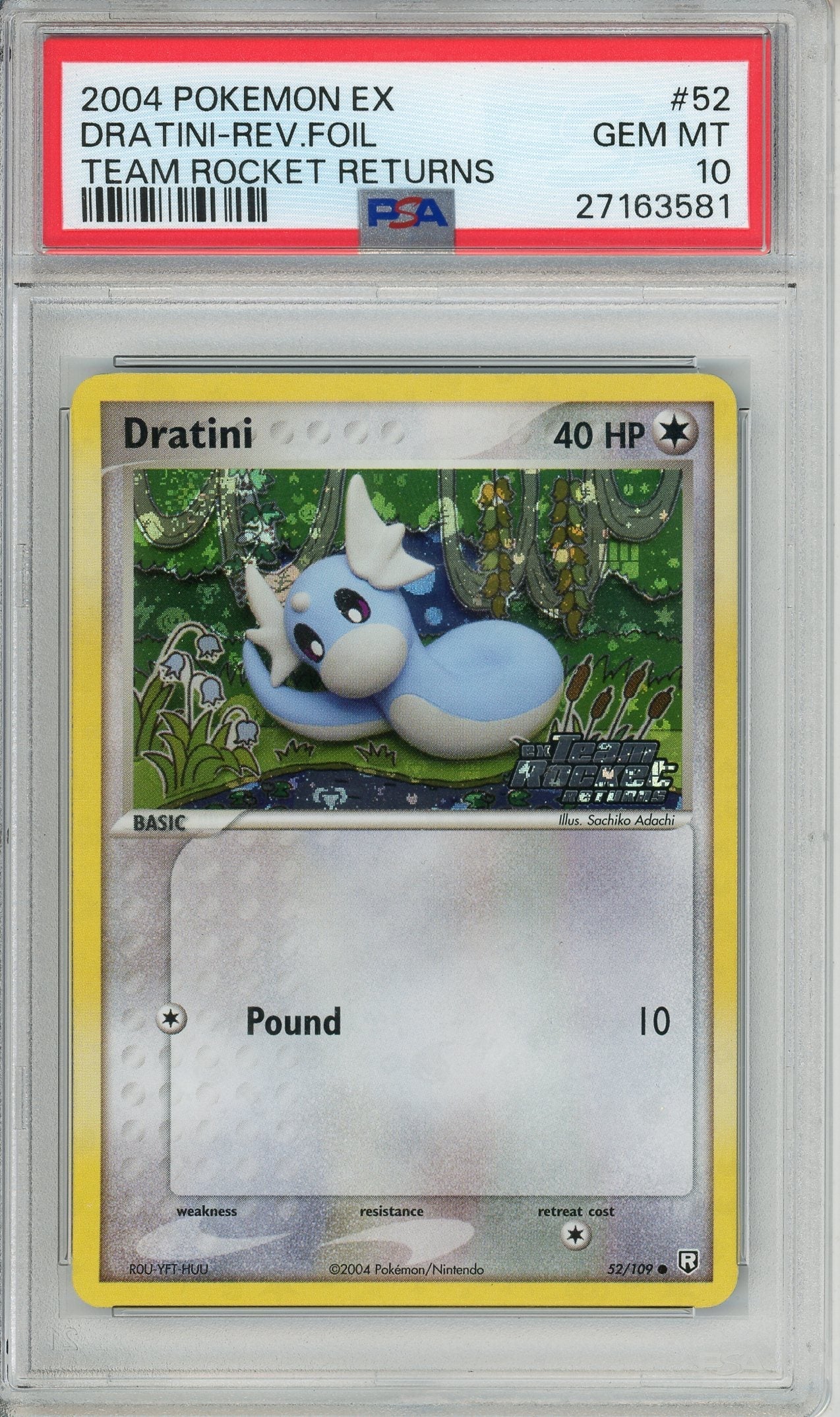 Pokemon Graded: Dratini 52/109 Team Rocket Returns (2004) Reverse Foil PSA 10