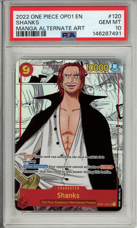 One Piece Graded: Shanks Manga Alt Art OP01-120 Romance Dawn PSA 10