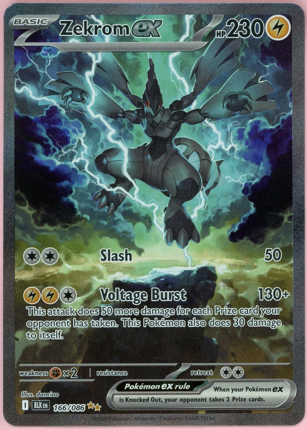Pokemon Single: Zekrom ex 166/186 Black Bolt (2025) SIR Holo NM