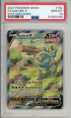 Pokemon Graded: Golurk V 182/203 Evolving Skies (2021) Full Art Holo PSA 10
