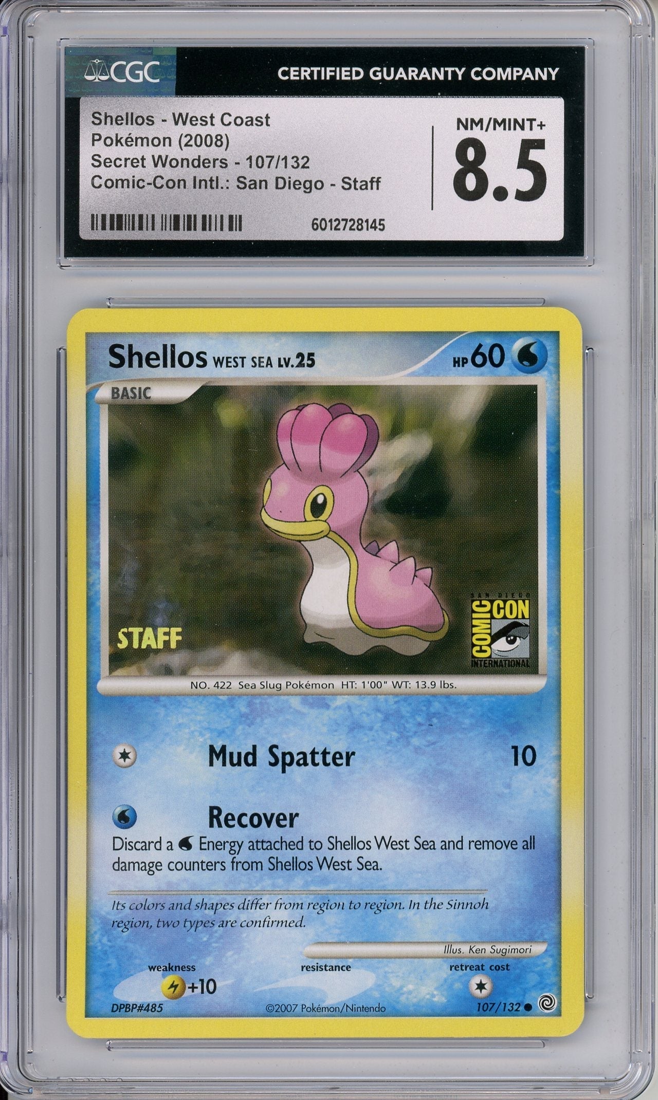 Pokemon Graded: Shellos Staff 107/132 Secret Wonders San Diego Comic-Con CGC 8.5