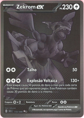 Pokemon Single: Portuguese Zekrom ex 172/86 Black Bolt (2025) Black Monochrome NM