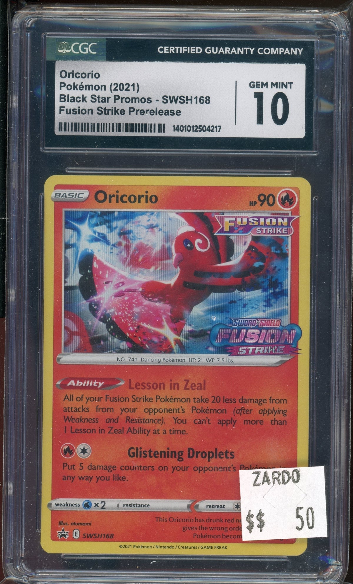 CGC 10 ORICORIO FUSION STRIKE PRERELEASE