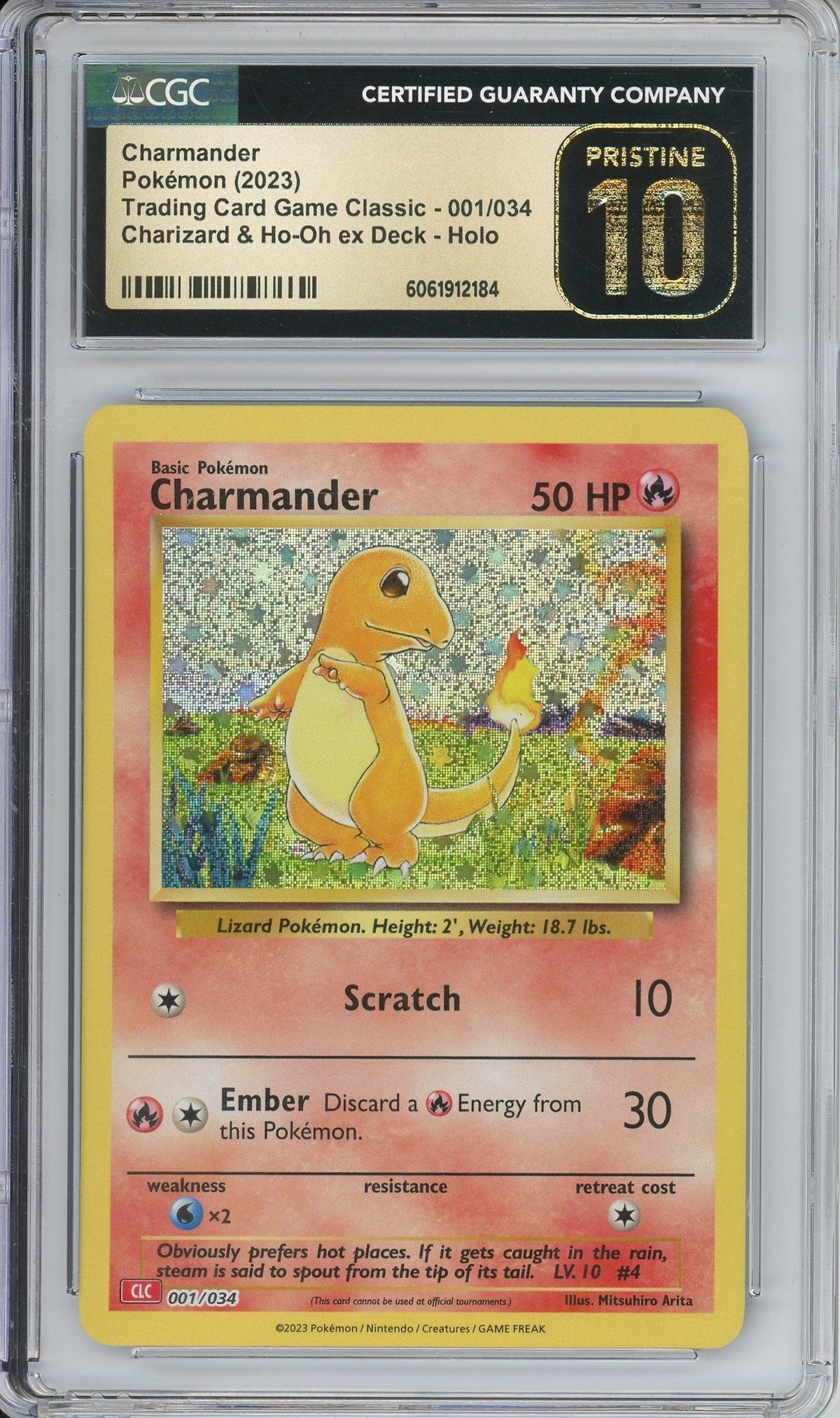 Pokemon Graded: Charmander 1/34 Classic Collection (2023) Holo CGC Pristine 10
