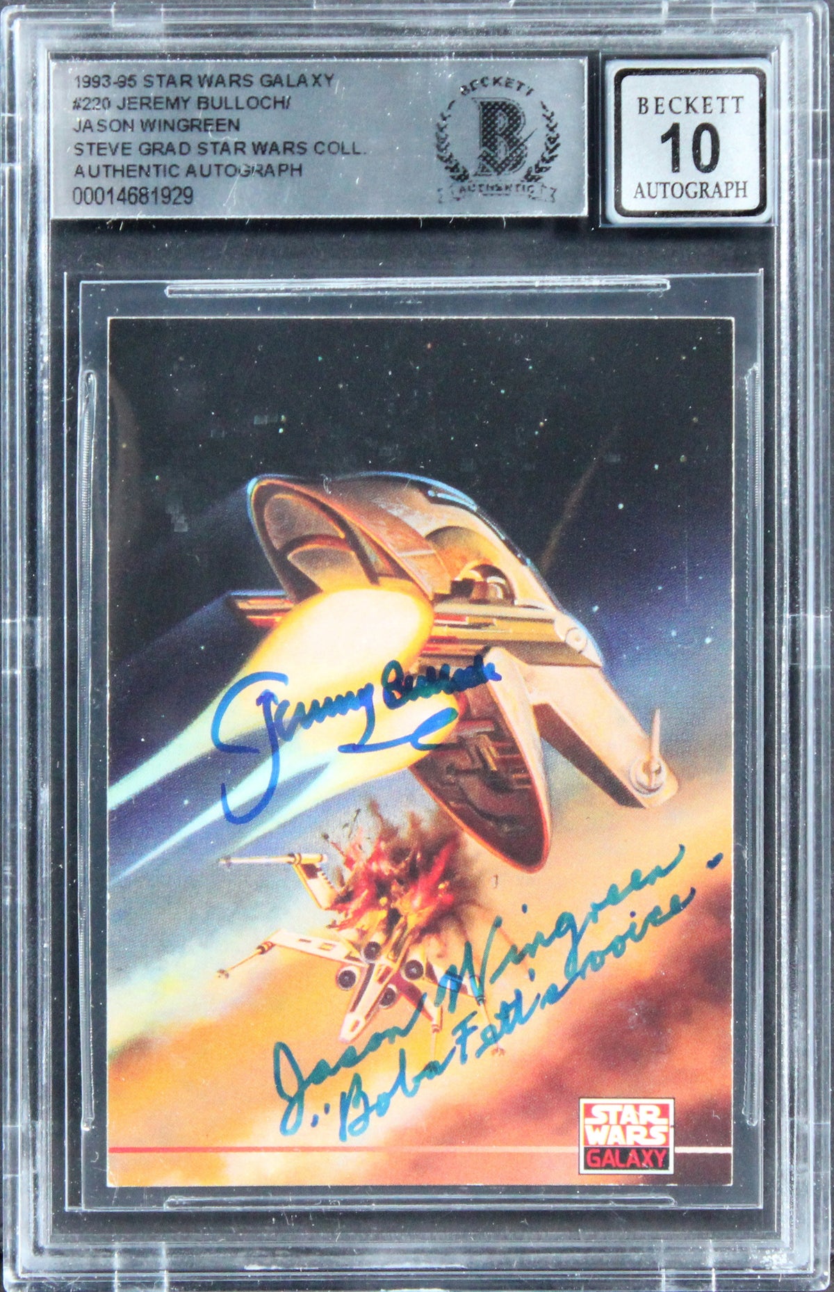 (2) Bulloch & Wingreen Signed 1993 Star Wars Galaxy #220 Card Auto 10 BAS Slab
