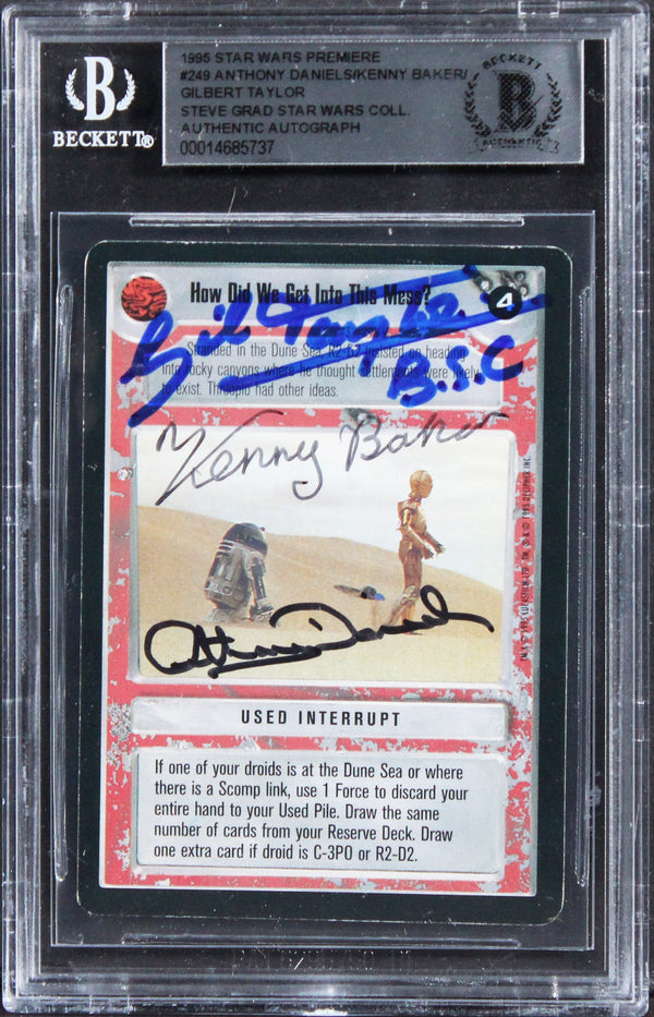 (3) Daniels, Baker, Taylor Signed 1995 Star Wars Premiere #249 Card BAS Slabbed