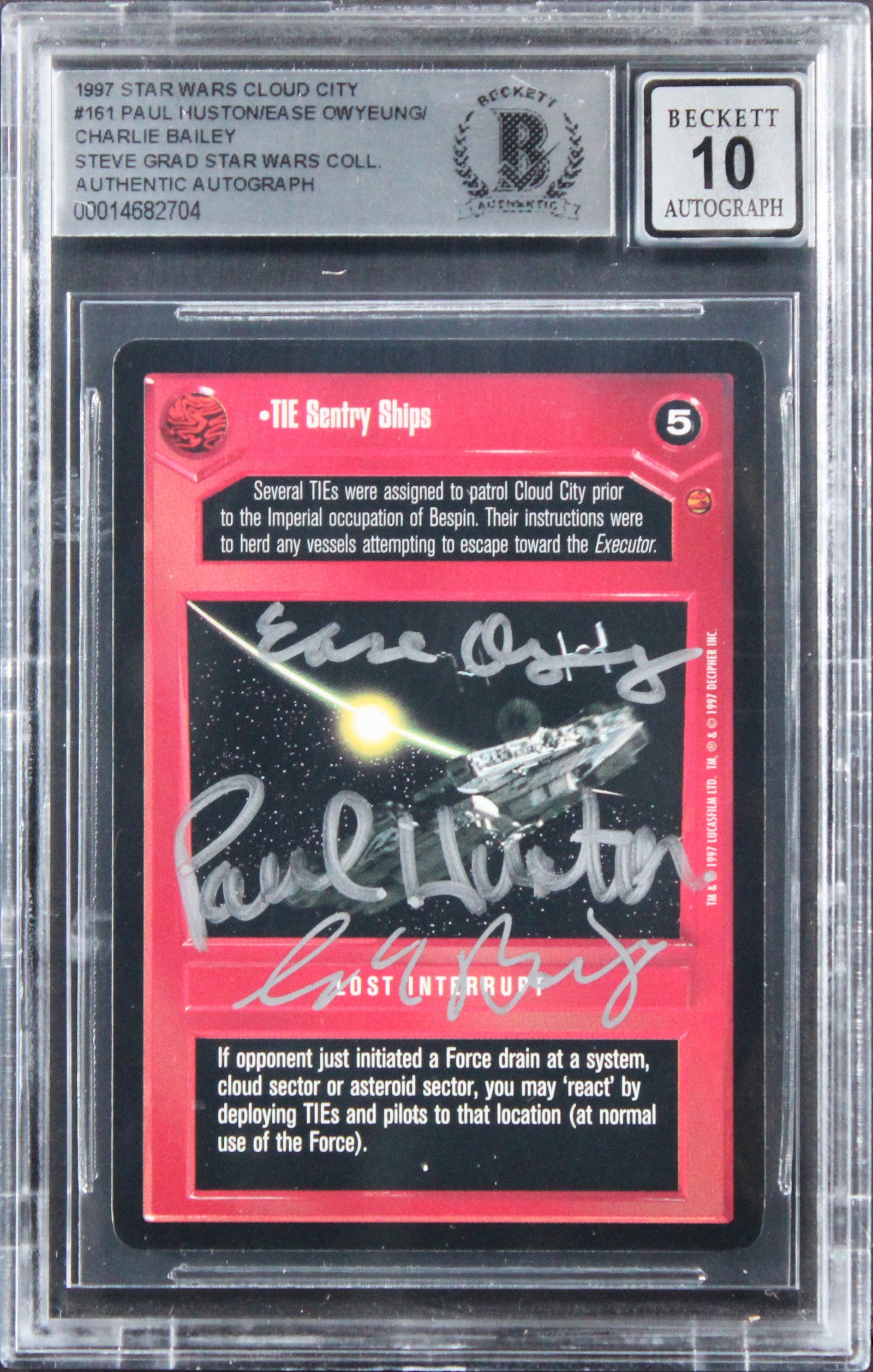 (3) Huston +2 Signed 1997 Star Wars Cloud City #161 Card Auto 10! BAS Slabbed
