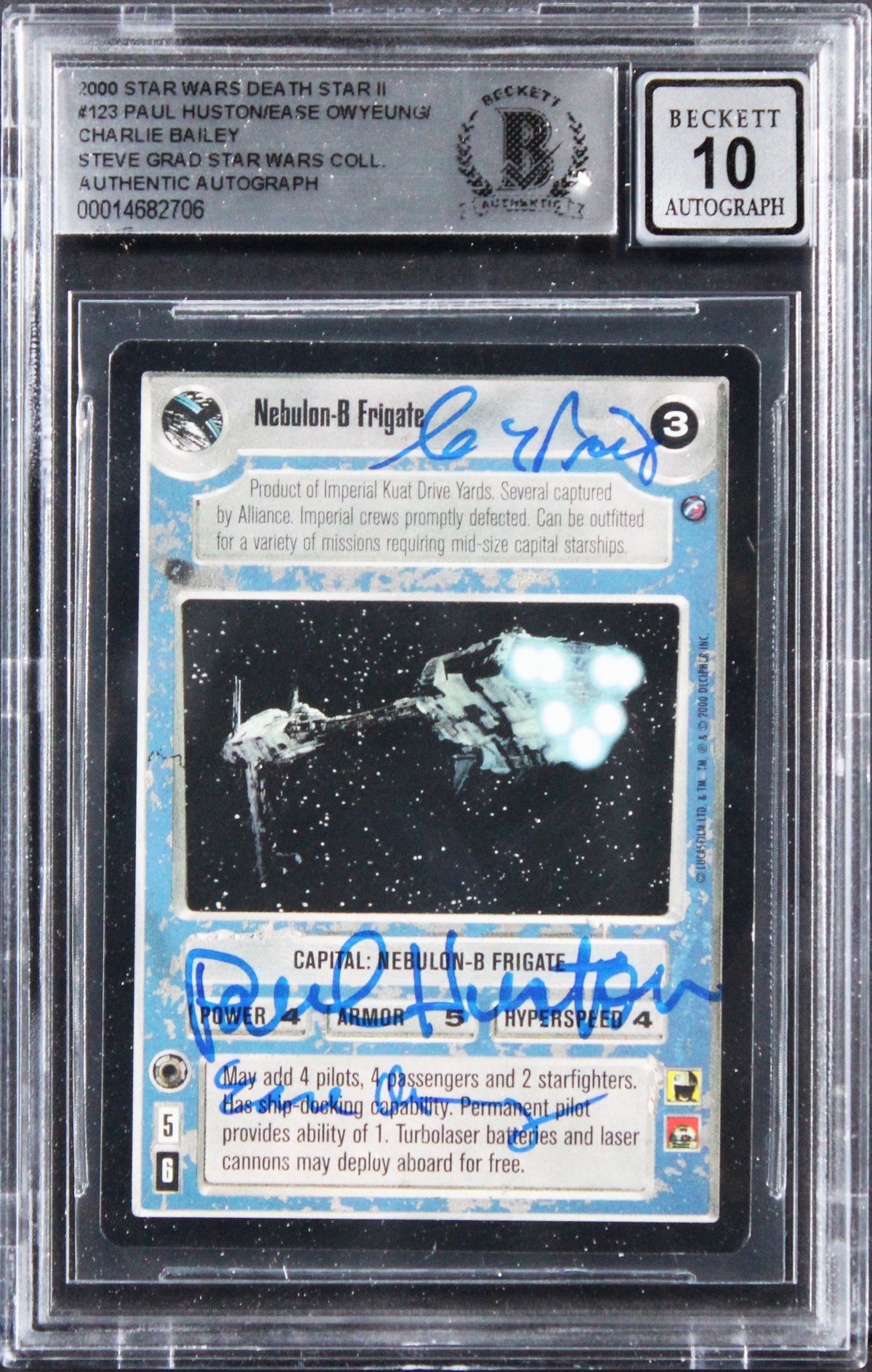 (3) Huston +2 Signed 2000 Star Wars Death Star II #123 Card Auto 10! BAS Slabbed