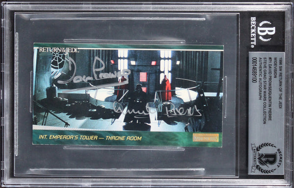 (2) Prowse & Pierre Signed 1996 Star Wars Widevision #71 Card BAS Slabbed