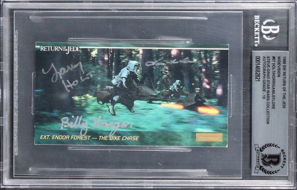 (3) Holt +2 Signed 1996 Star Wars ROTJ Widevision #67 Card Auto 10! BAS Slabbed