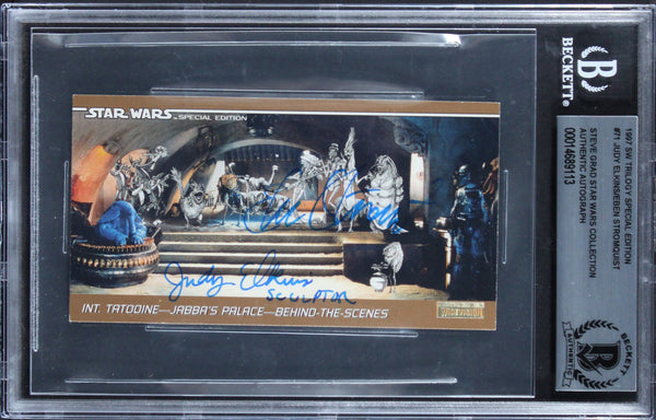 (2) Elkins & Stromquist "w/Insc" Signed 1997 SW Trilogy SE #71 Card BAS Slabbed