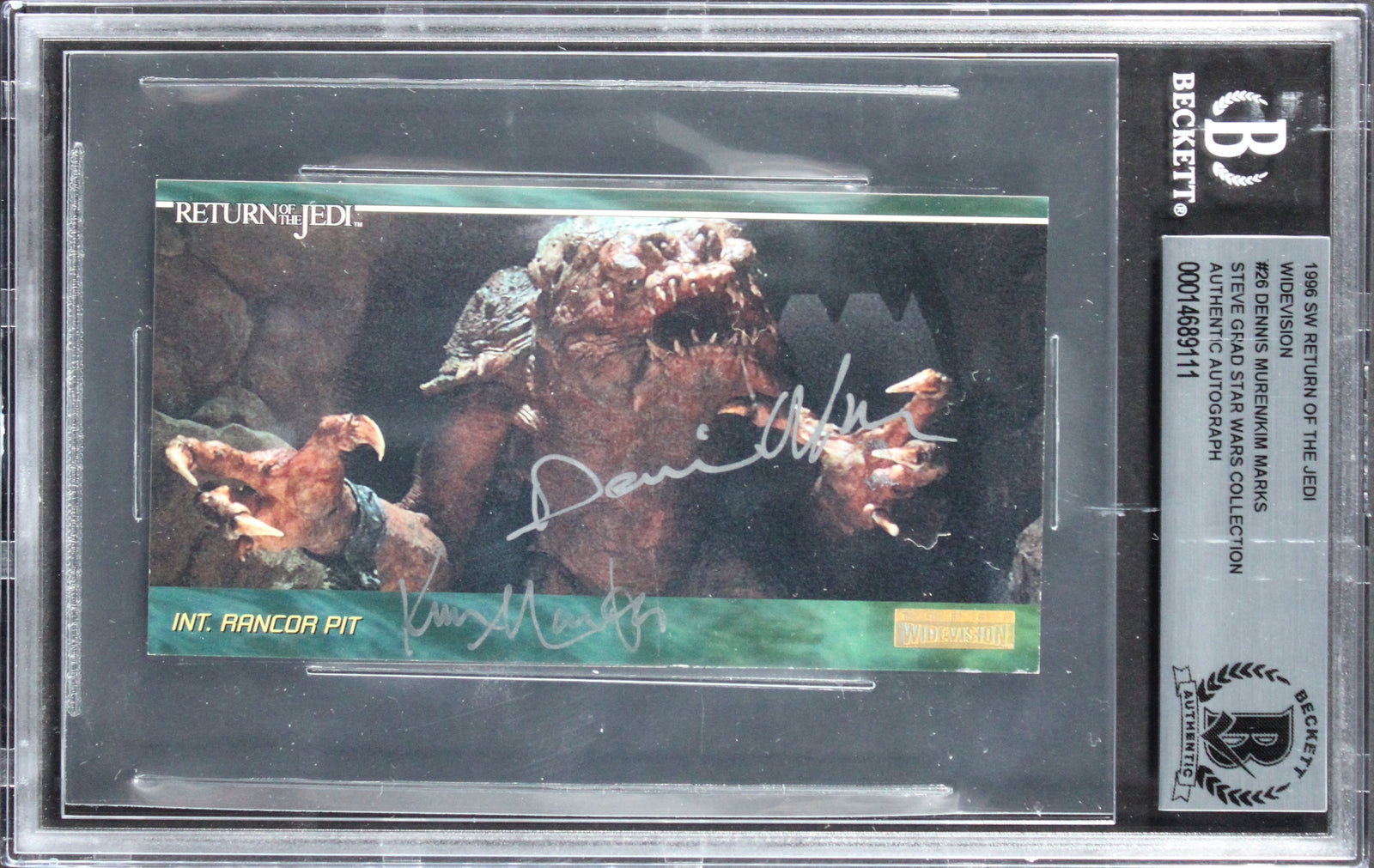 (2) Muren & Marks Signed 1996 Star Wars ROTJ Widevision #26 Card BAS Slabbed