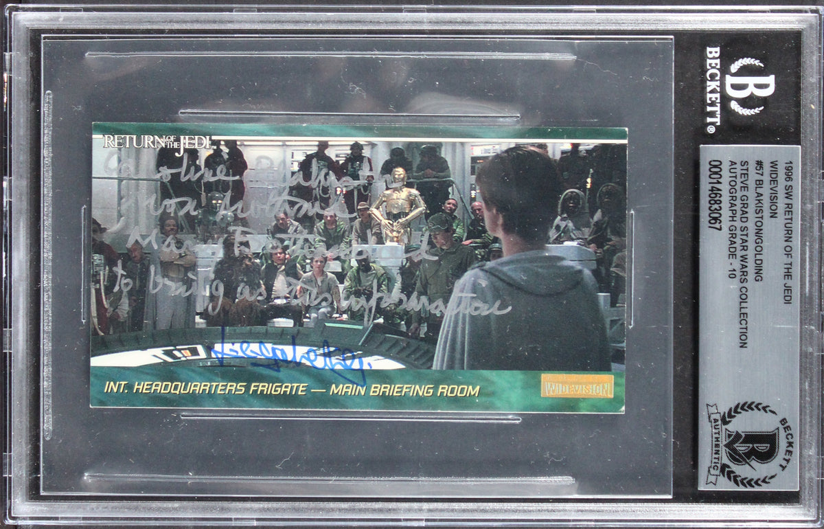(2) Blakiston & Golding Signed 1996 Star Wars ROTJ #99 Card Auto 10! BAS Slab