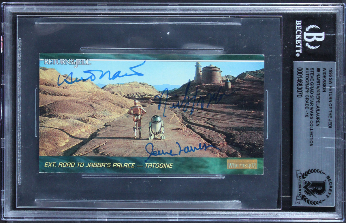 (3) Narita +2 Signed 1996 Star Wars ROTJ Widevision #8 Card Auto 10! BAS Slabbed