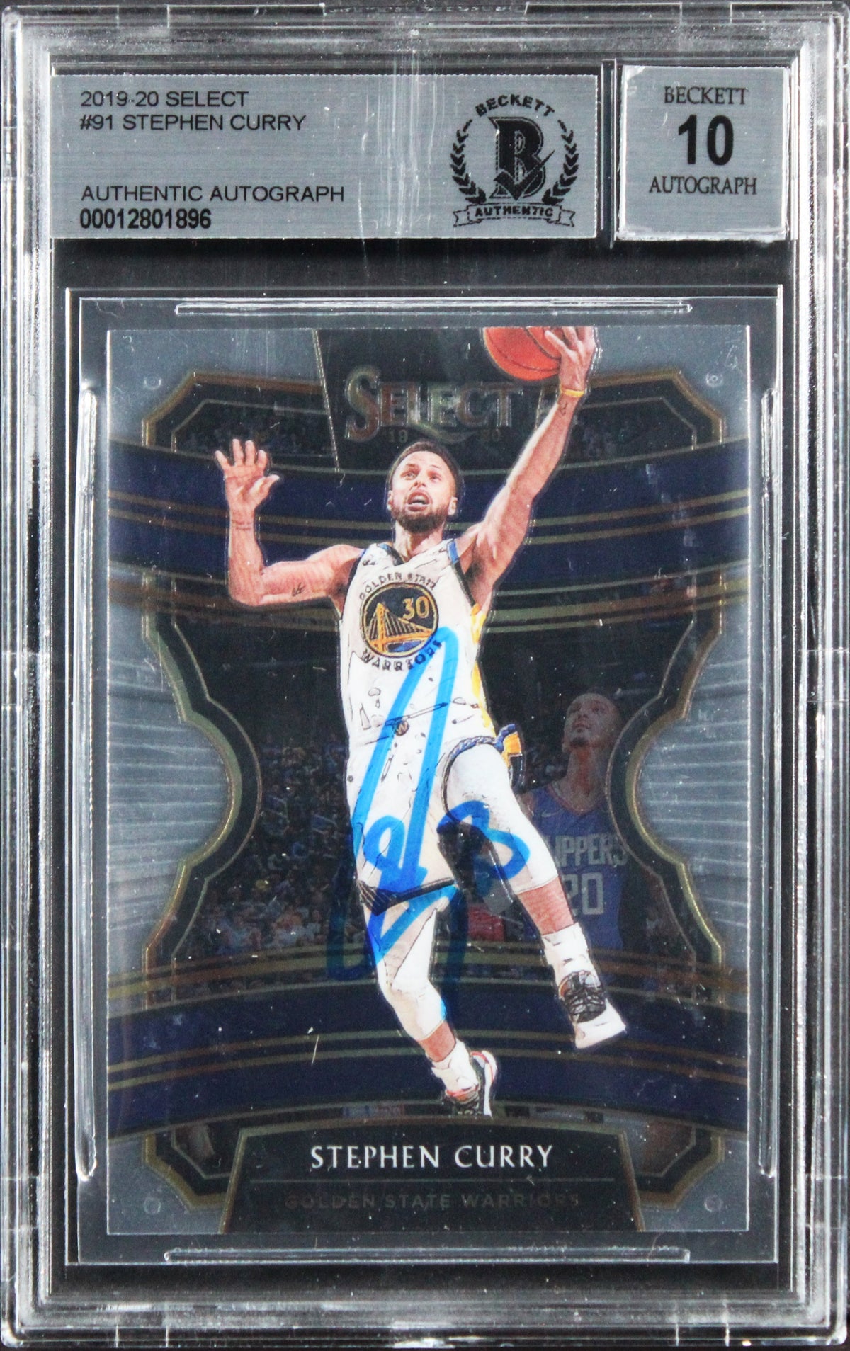 Warriors Stephen Curry Signed 2019 Select #91 Card Auto Grade 10! BAS Slabbed