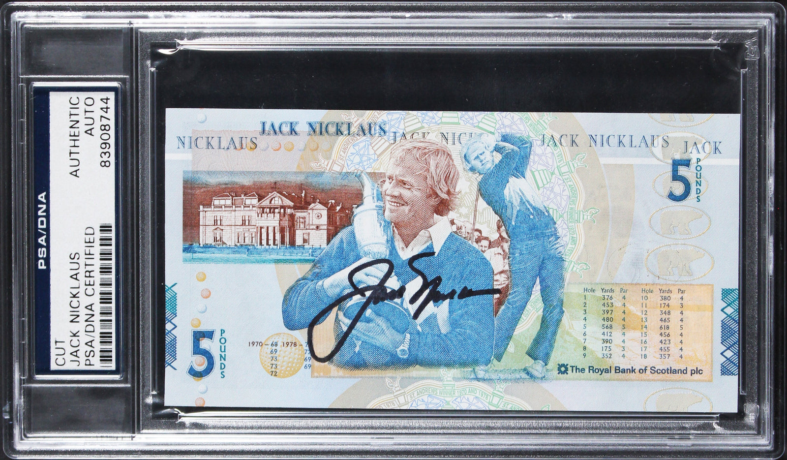 Jack Nicklaus Authentic Signed 5 Pound Royal Bank of Scotland Note PSA Slabbed 2
