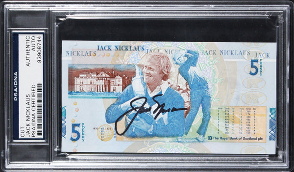 Jack Nicklaus Authentic Signed 5 Pound Royal Bank of Scotland Note PSA Slabbed 2