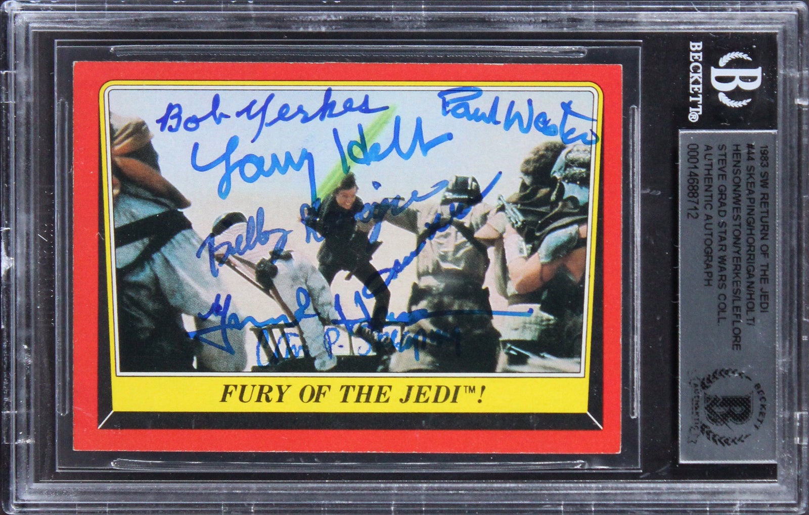 Star Wars (7) Henson, Skeaping, Holt +4 Signed 1983 SW ROTJ #44 Card BAS Slabbed