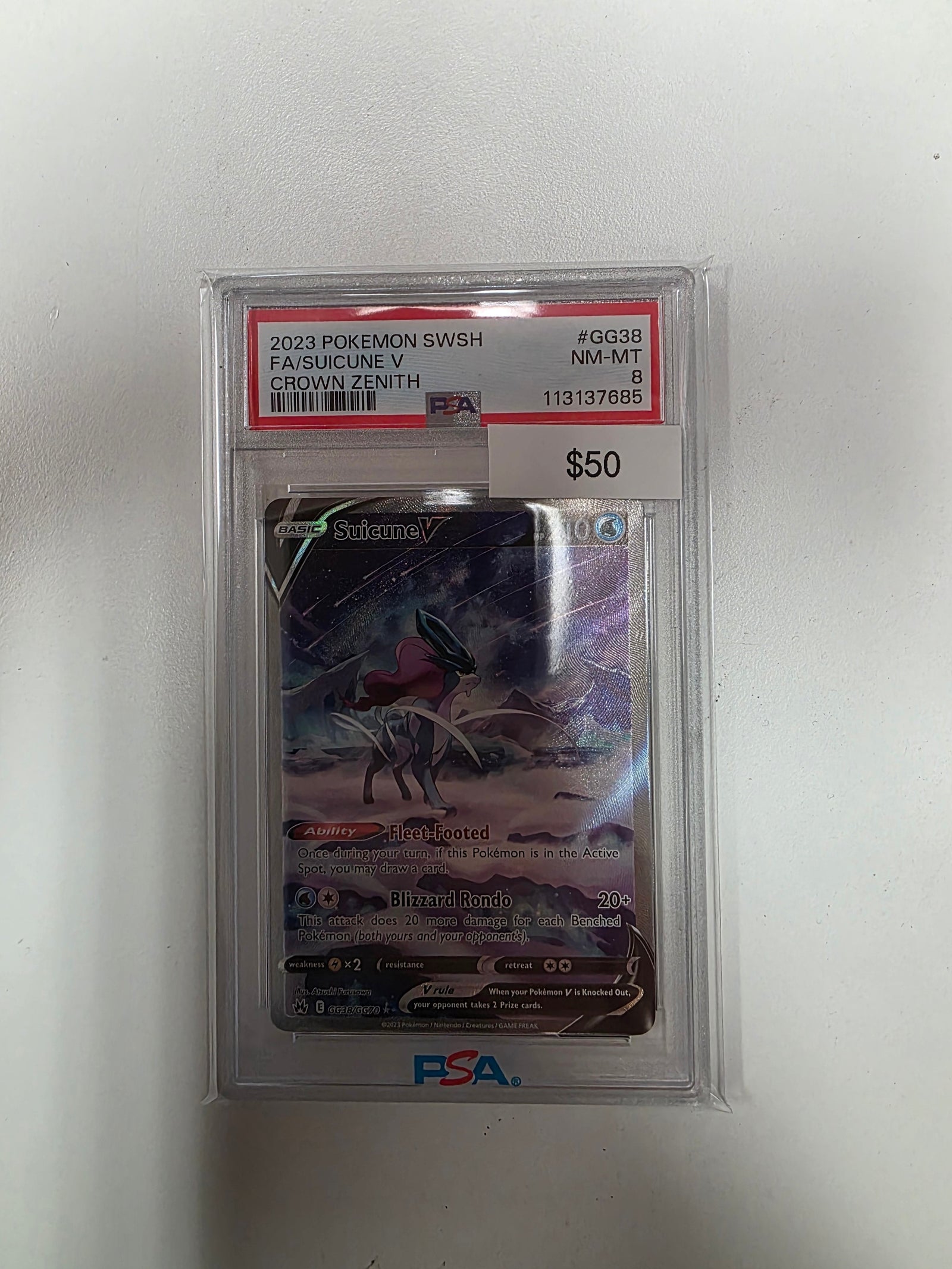 Pokemon Suicune V Crown Zenith GG38/GG70 PSA 8