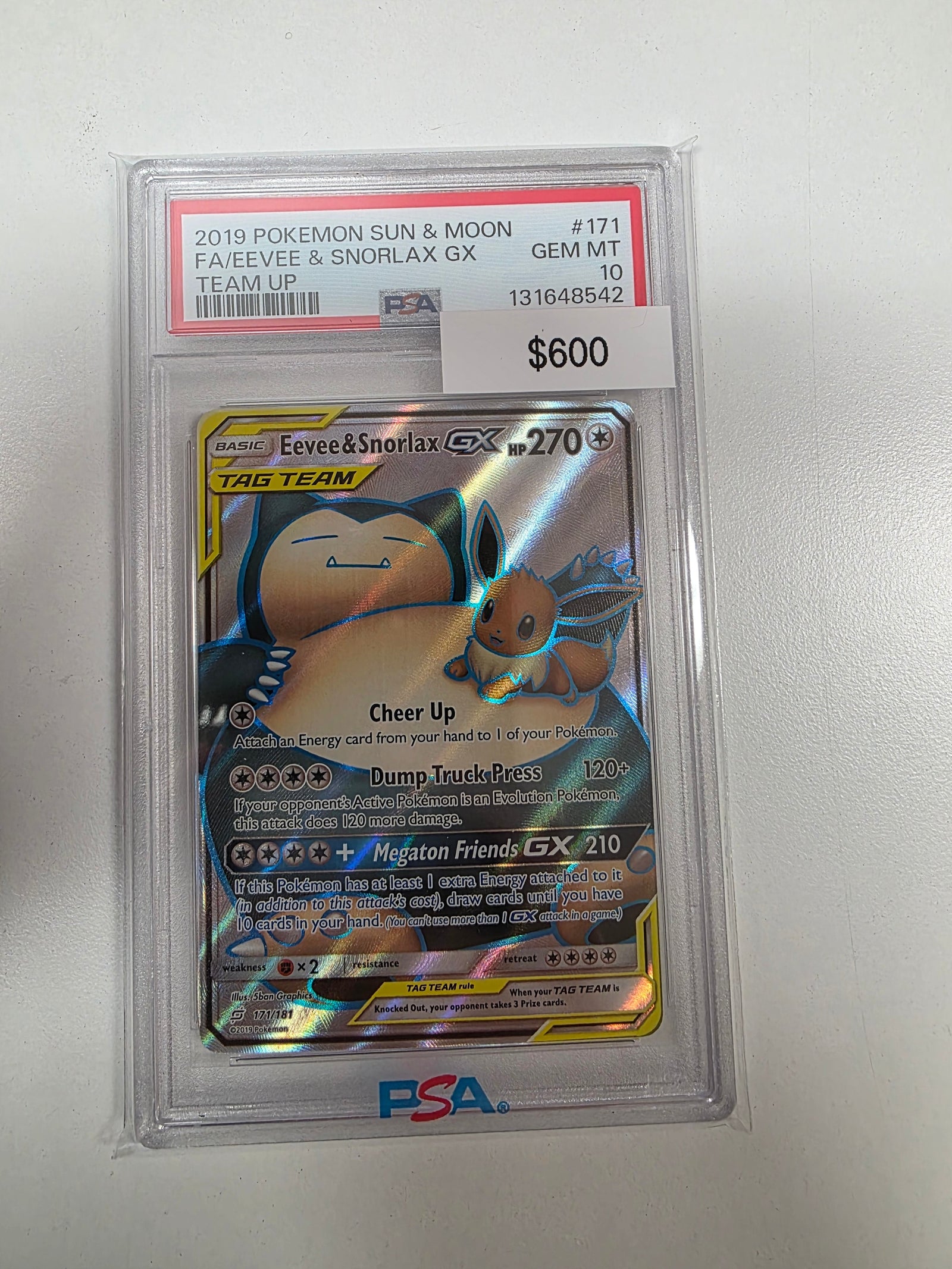 Pokemon Eevee & Snorlax GX 171/181 PSA 10