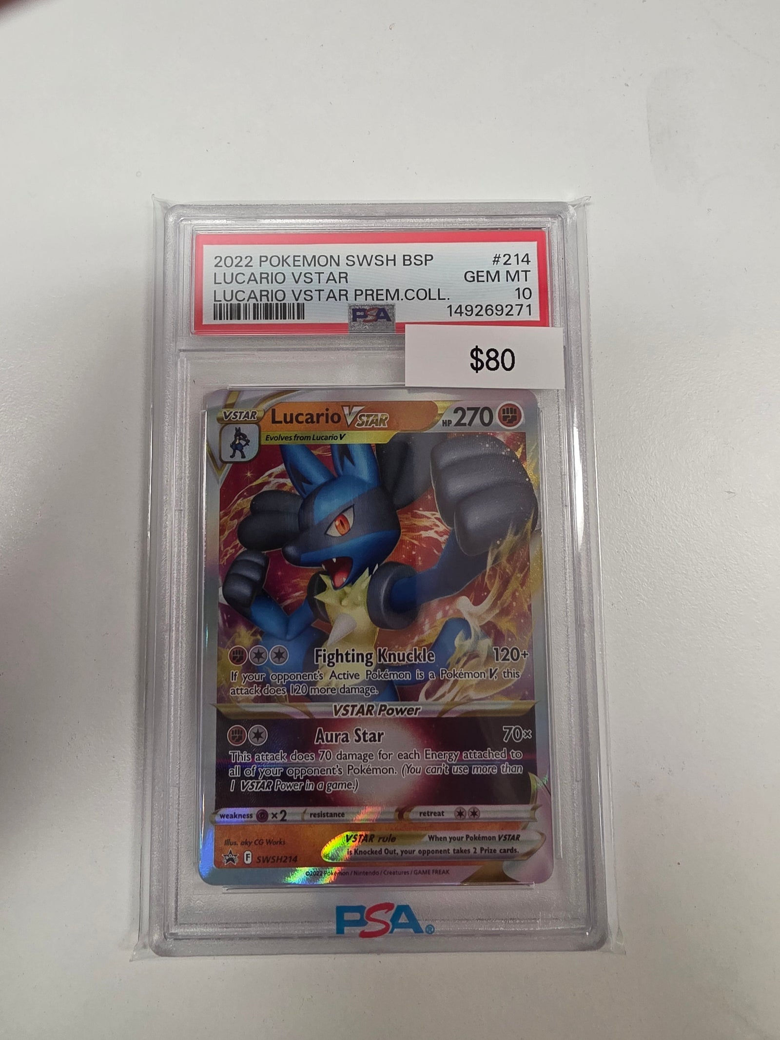 Pokemon Lucario Vstar swsh214 PSA 10