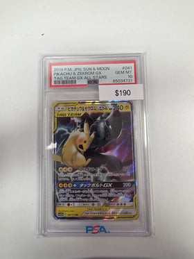 Pokemon Japanese Pikachu & Zekrom GX Tag Team 041/173 PSA 10