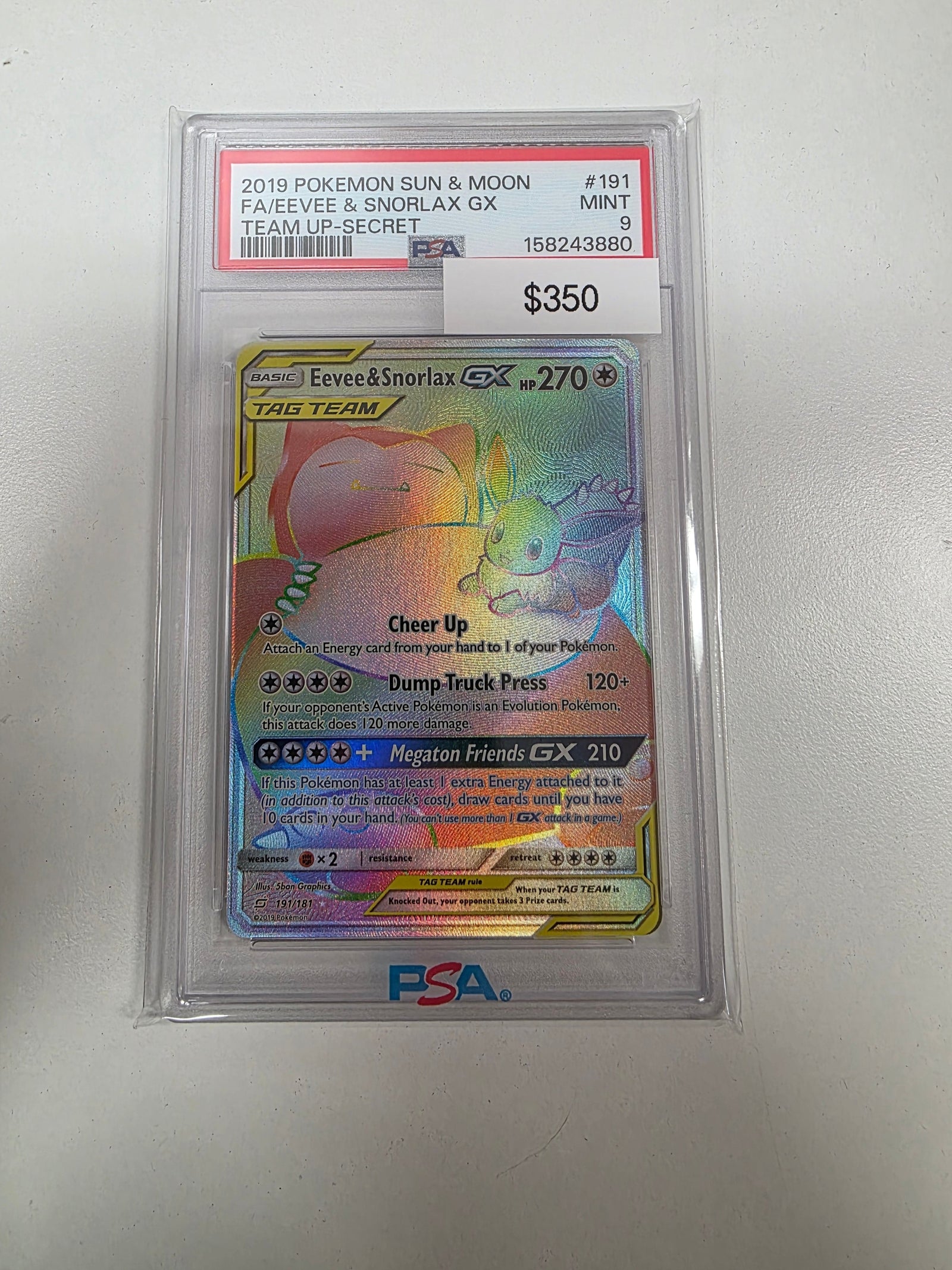 Pokemon Eevee & Snorlax GX 191/181 PSA 9
