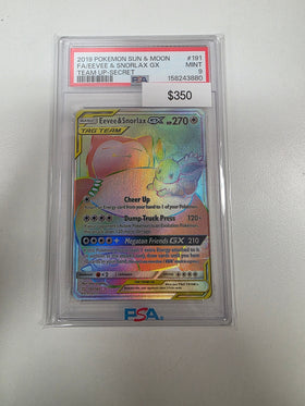 Pokemon Eevee & Snorlax GX 191/181 PSA 9